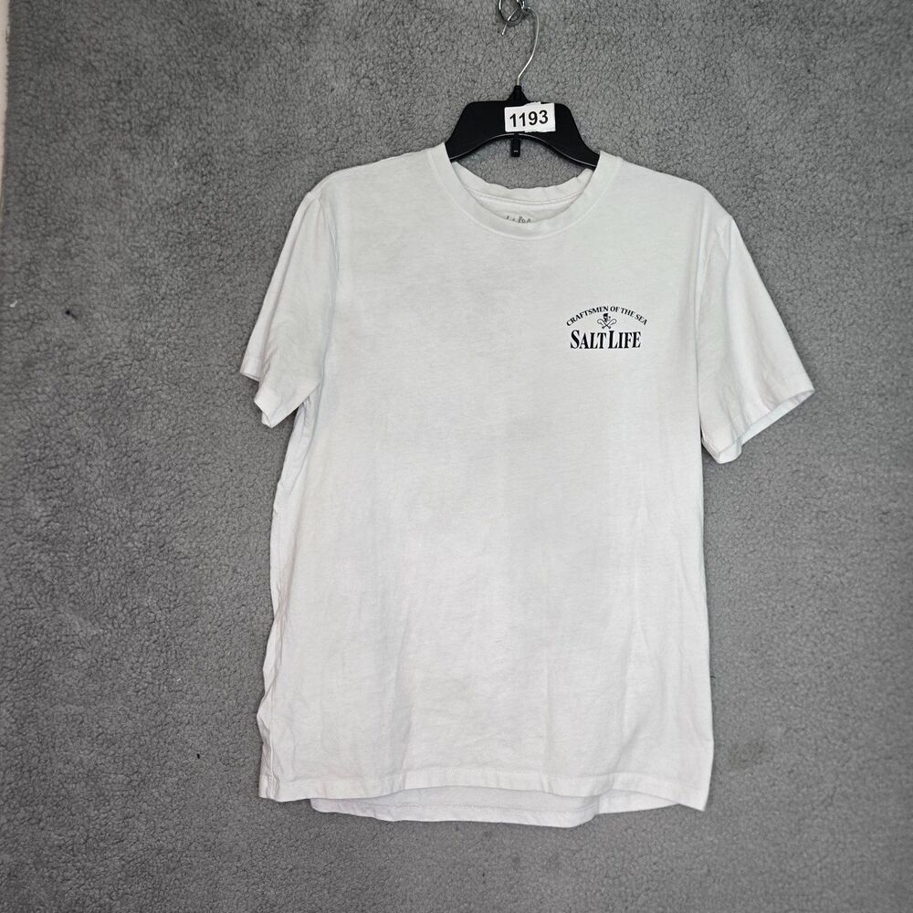 Salt Life Mens Medium White Craftsmen Of The Sea Graphic Tee Short Sleeve Shirt